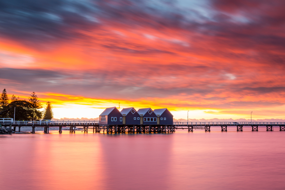 Fiery sunset over the Busselton Jetty