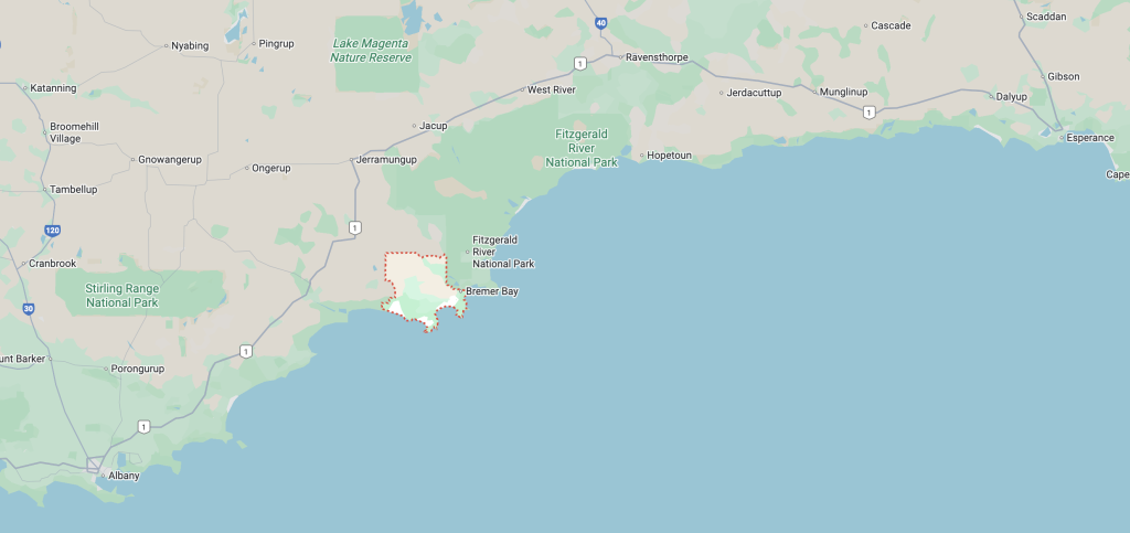 Bremer Bay map and great southern region in Western Australia