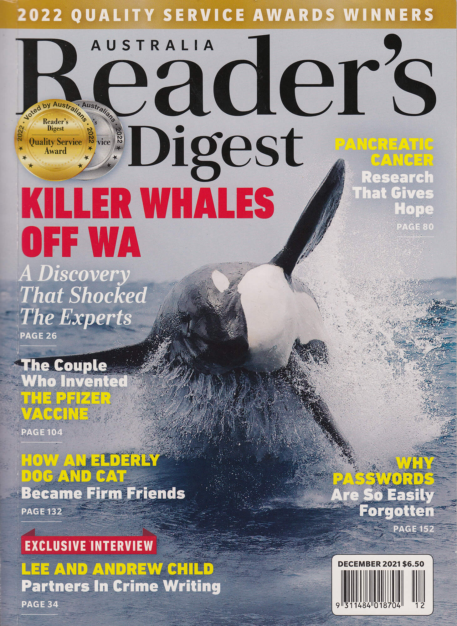 Areaders digets cover photo taken by keith lightbody of an Orca breaching out of the water during a Naturaliste Charters whale watching expedition in Bremer Bay